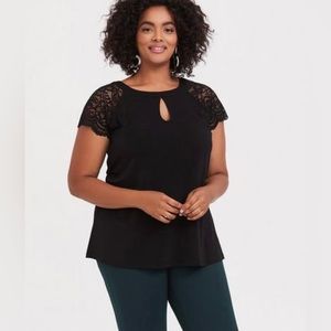 Studio Knit Lace Sleeve Top